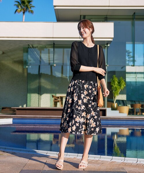 【セール】【洗える】花柄プリントスカート（スカート）｜Tiaclasse（ティアクラッセ）