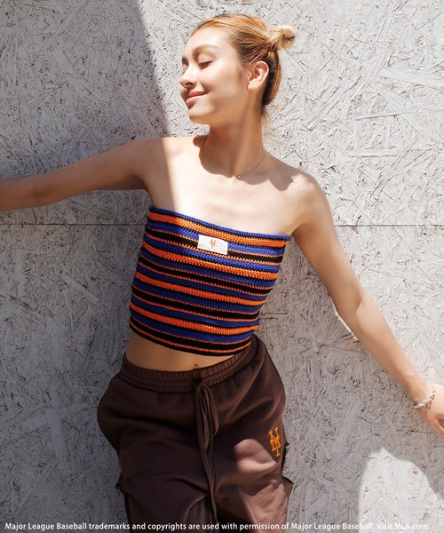 セール】【MLB】マルチボーダーニットベアトップ（チューブトップ