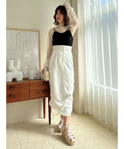 dazzlin(ダズリン)の「チュールシアーギャザートップス(Tシャツ/カットソー・レディース・グレー/オフホワイト/チャコールグレー・FREE)」の13枚目の写真