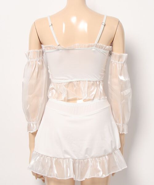 Ritzy（リッツィー）の「オフショルダー ロングパフスリーブ レースアップスカートビキニ 水着（水着・レディース・ブラック/ホワイト・FREE）」の19枚目の写真