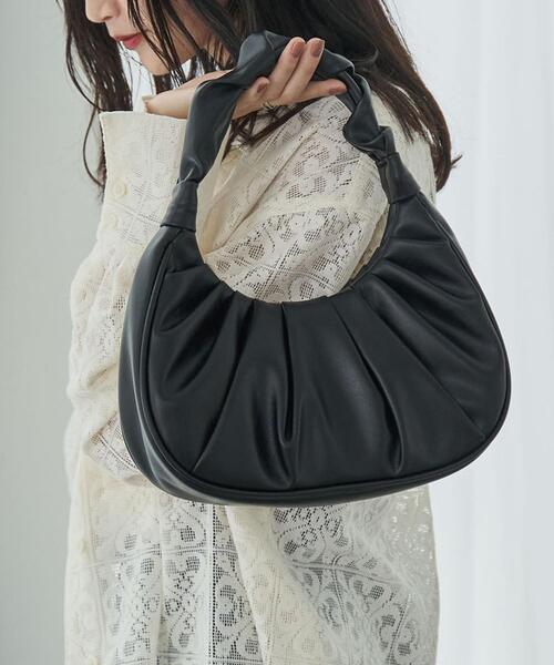 coen（コーエン）の「ハーフムーンギャザーハンドバッグ（ハンドバッグ・レディース・ブラック/ターコイズブルー・FREE）」の2枚目の写真