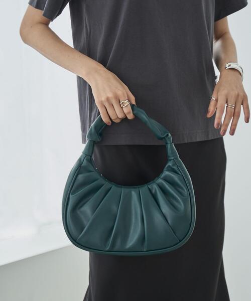 coen（コーエン）の「ハーフムーンギャザーハンドバッグ（ハンドバッグ・レディース・ブラック/ターコイズブルー・FREE）」の4枚目の写真