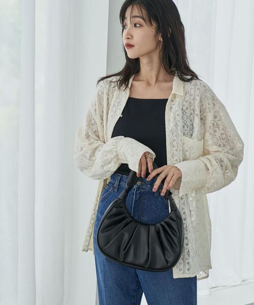 coen（コーエン）の「ハーフムーンギャザーハンドバッグ（ハンドバッグ・レディース・ブラック/ターコイズブルー・FREE）」の16枚目の写真