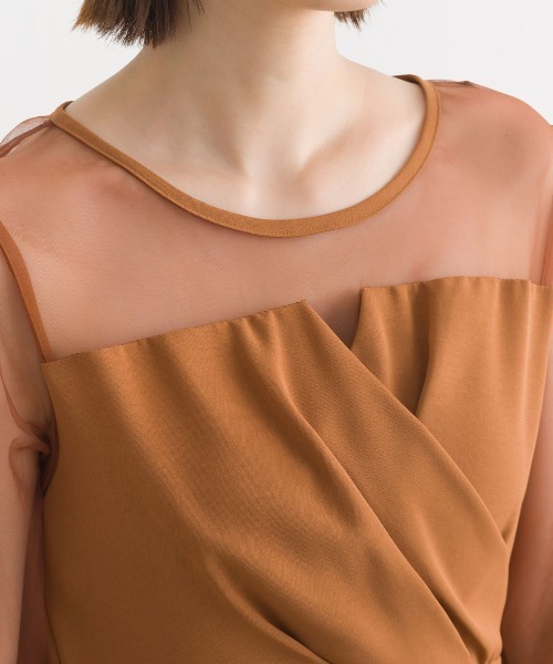 terrace(テラス)の「【セットアップ】レースドッキングラップブラウス+センターピンタックパンツ 上下2点セット(パンツドレス・レディース・ブラック/カーキ/ベージュ/ブラウン・MEDIUM)」の18枚目の写真