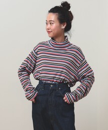 BEAMS BOY | BEAMS BOY / マルチ ボーダー リブ タートルネック カットソー 23FW(Tシャツ/カットソー)