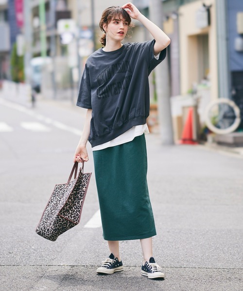 coca(coca)(コカ)の「OEミニ裏毛イージーIラインスカート(スカート・レディース・アイボリー/ブラック/マスタード/ネイビー/グリーン/グレー・M/XL/L)」の10枚目の写真