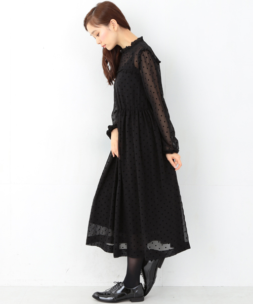 CAROLINA GLASER(カロリナ グレイサー)の「CAROLINA GLASER / ドットワンピース(ワンピース・レディース・ブラック/クリーム・ONE SIZE)」の3枚目の写真