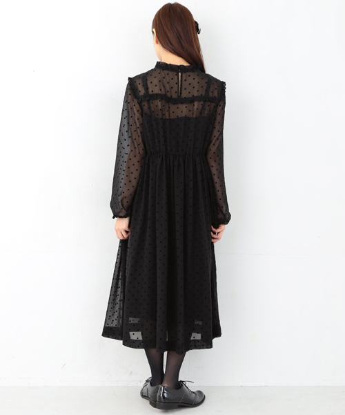 CAROLINA GLASER(カロリナ グレイサー)の「CAROLINA GLASER / ドットワンピース(ワンピース・レディース・ブラック/クリーム・ONE SIZE)」の4枚目の写真