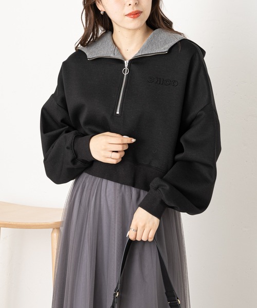 Chico（チコ）の「ハーフジップスウェット（スウェット・レディース・アイボリー/ブラック/ダークグレー・FREE）」の2枚目の写真