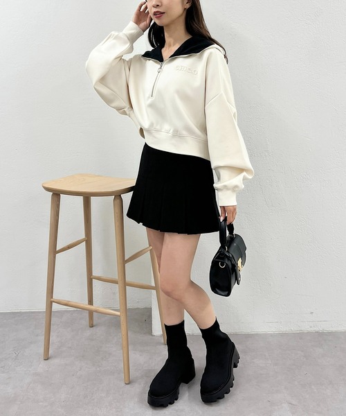 Chico（チコ）の「ハーフジップスウェット（スウェット・レディース・アイボリー/ブラック/ダークグレー・FREE）」の5枚目の写真