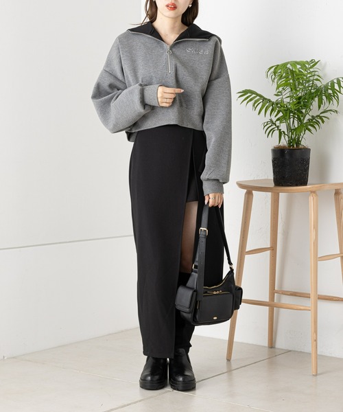 Chico（チコ）の「ハーフジップスウェット（スウェット・レディース・アイボリー/ブラック/ダークグレー・FREE）」の16枚目の写真