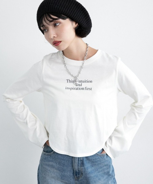 PAGEBOY（ページボーイ）の「イレヘムラメロゴロンＴ（Tシャツ/カットソー・レディース・オフホワイト/ブラック・FREE）」の2枚目の写真