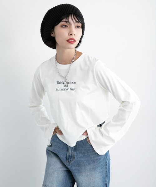 PAGEBOY（ページボーイ）の「イレヘムラメロゴロンＴ（Tシャツ/カットソー・レディース・オフホワイト/ブラック・FREE）」の3枚目の写真