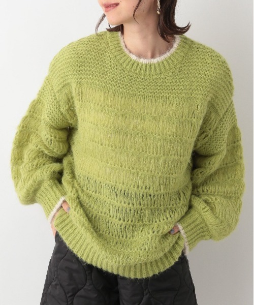 RAGEBLUE(レイジブルー)の「シアー/透かし編みゆるニット(ニット/セーター・レディース・ネイビー/ホワイト/グリーン・FREE)」の22枚目の写真