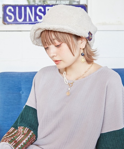 チャイハネ（チャイハネ）の「【チャイハネ】プラムボアキャスケット（キャスケット・レディース・ブラウン/グリーン/ホワイト/ブラック/キャメル・FREE）」の7枚目の写真