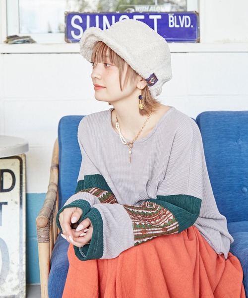 チャイハネ（チャイハネ）の「【チャイハネ】プラムボアキャスケット（キャスケット・レディース・ブラウン/グリーン/ホワイト/ブラック/キャメル・FREE）」の9枚目の写真