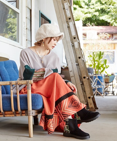 チャイハネ（チャイハネ）の「【チャイハネ】プラムボアキャスケット（キャスケット・レディース・ブラウン/グリーン/ホワイト/ブラック/キャメル・FREE）」の11枚目の写真