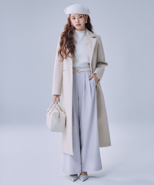 EIMY ISTOIRE（エイミーイストワール）の「ロングスリムコート（チェスターコート・レディース・ピンク/ブラック/グレー/ブラウン/アイボリー・S/M）」の6枚目の写真