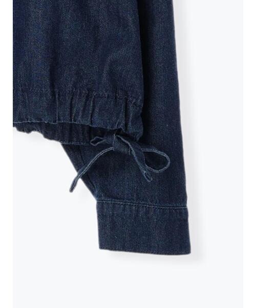 Samansa Mos2(サマンサ モスモス)の「デニム裾ドロストシャツジャケット(ノーカラージャケット・レディース・ネイビー/ブルー・F)」の21枚目の写真