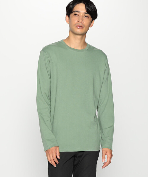 COMME CA ISM(コムサイズム)の「吸湿発熱 ロゴプリント クルーネックロングスリーブTシャツ(Tシャツ/カットソー・メンズ・パープル/グリーン/ブルー/アイボリー/ブラック・FREE)」の4枚目の写真