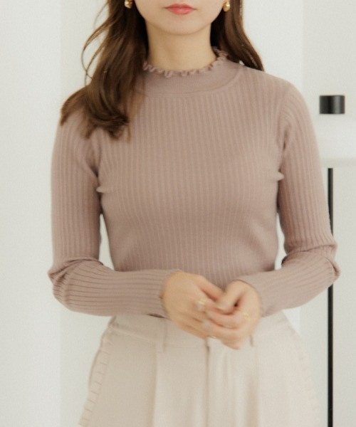 flower（フラワー）の「ノーブルリブニット2（ニット/セーター・レディース・アイボリー/ベージュ・FREE）」の2枚目の写真