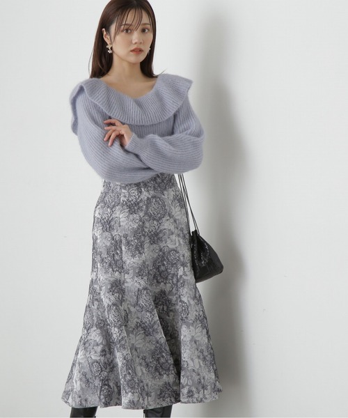 PROPORTION BODY DRESSING(プロポーションボディドレッシング)の「ハーフマーメイドジャガードスカート / 1214120101(スカート・レディース・ネイビー/グレイッシュベージュ・SMALL/MEDIUM)」の3枚目の写真