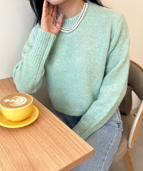 ショート丈カラーニット（ニット/セーター）｜MODE ROBE（モードローブ）