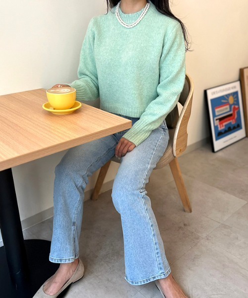 ショート丈カラーニット（ニット/セーター）｜MODE ROBE（モードローブ）