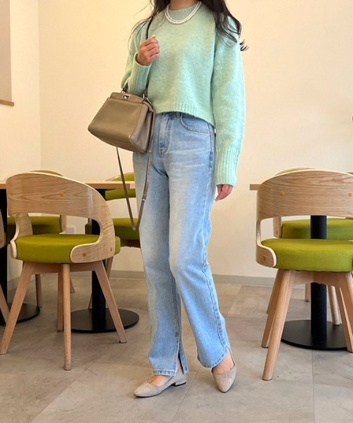 ショート丈カラーニット（ニット/セーター）｜MODE ROBE（モードローブ）