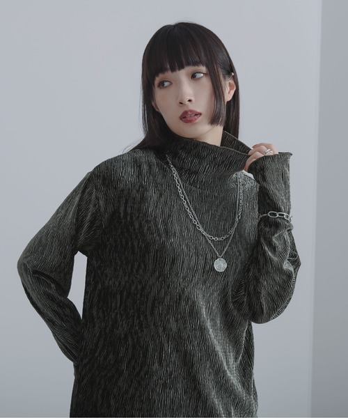 Ellno Loset(エルノロゼット)の「ニュアンスベロアタートルインナー(Tシャツ/カットソー・メンズ・カーキ/ブラック/グレー・LARGE/SMALL/MEDIUM)」の17枚目の写真