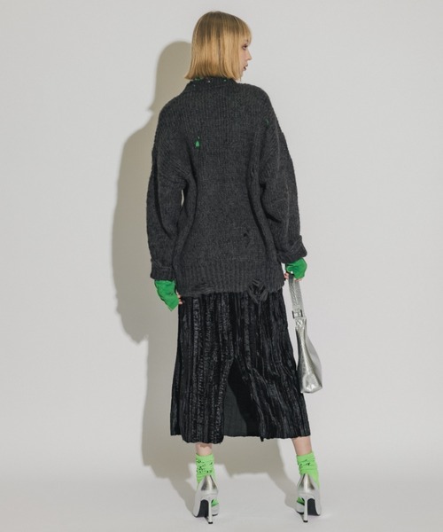 casane（カサネ）の「クラッシュベロアスカート（スカート・レディース・ブラック/グレー・FREE）」の8枚目の写真