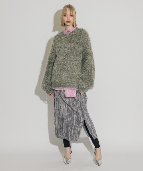 casane（カサネ）の「クラッシュベロアスカート（スカート・レディース・ブラック/グレー・FREE）」の18枚目の写真