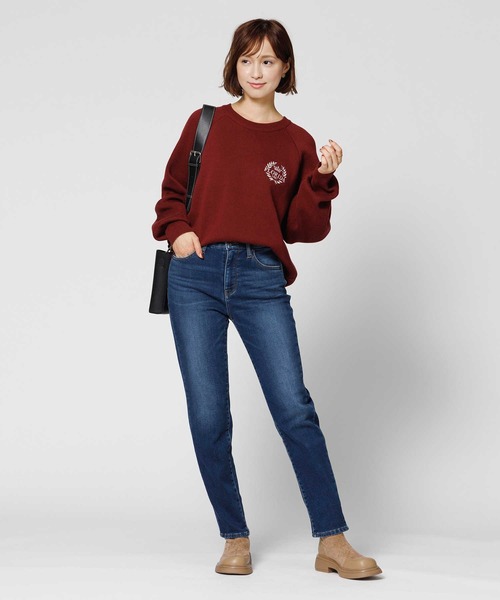 BACK NUMBER(バックナンバー)の「【BACK NUMBER】【エクストラサーモ】デニムテーパードパンツ(デニムパンツ・レディース・ダークインディゴブルー/ブラック・S/L/XS/M)」の6枚目の写真
