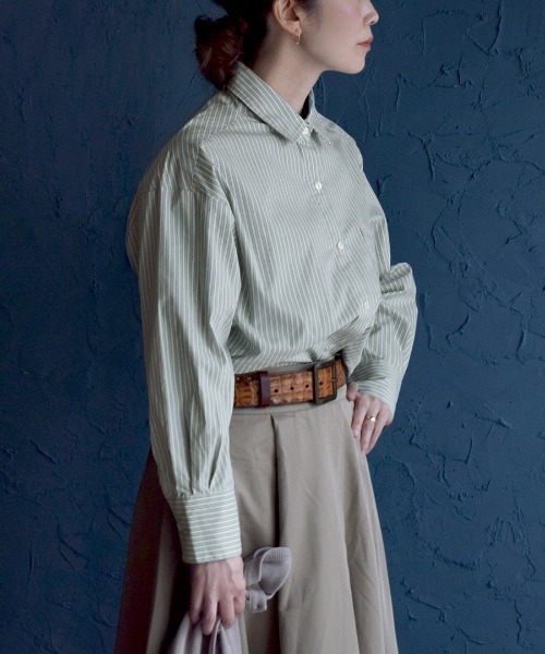 apartment department（アパートメントデパートメント）の「マルチストライプ ベーシックシャツ（シャツ/ブラウス・レディース・ブルー/イエロー/グリーン・M）」の2枚目の写真