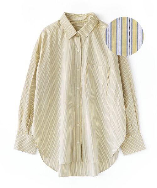 apartment department（アパートメントデパートメント）の「マルチストライプ ベーシックシャツ（シャツ/ブラウス・レディース・ブルー/イエロー/グリーン・M）」の6枚目の写真