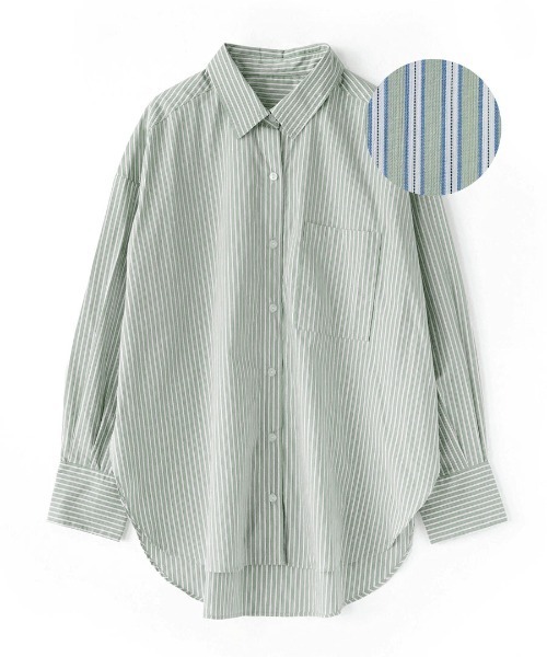 apartment department（アパートメントデパートメント）の「マルチストライプ ベーシックシャツ（シャツ/ブラウス・レディース・ブルー/イエロー/グリーン・M）」の22枚目の写真