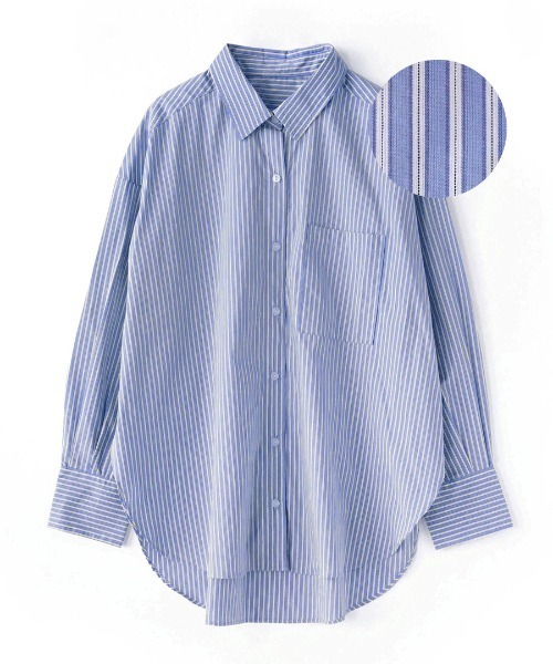 apartment department（アパートメントデパートメント）の「マルチストライプ ベーシックシャツ（シャツ/ブラウス・レディース・ブルー/イエロー/グリーン・M）」の9枚目の写真