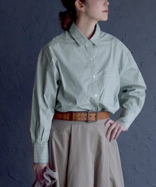 apartment department（アパートメントデパートメント）の「マルチストライプ ベーシックシャツ（シャツ/ブラウス・レディース・ブルー/イエロー/グリーン・M）」の17枚目の写真