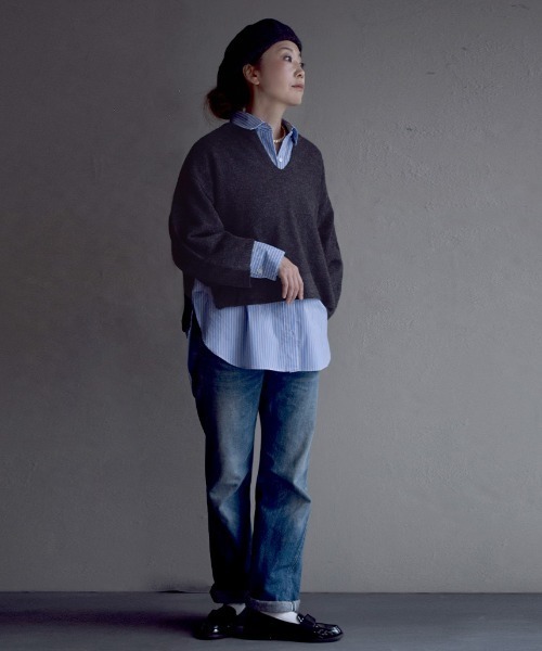 apartment department（アパートメントデパートメント）の「マルチストライプ ベーシックシャツ（シャツ/ブラウス・レディース・ブルー/イエロー/グリーン・M）」の7枚目の写真