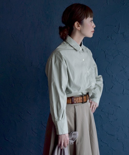 apartment department（アパートメントデパートメント）の「マルチストライプ ベーシックシャツ（シャツ/ブラウス・レディース・ブルー/イエロー/グリーン・M）」の14枚目の写真