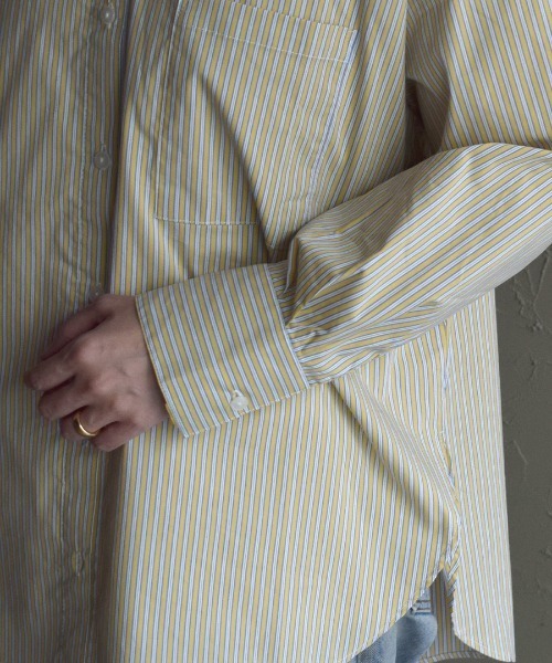 apartment department（アパートメントデパートメント）の「マルチストライプ ベーシックシャツ（シャツ/ブラウス・レディース・ブルー/イエロー/グリーン・M）」の5枚目の写真