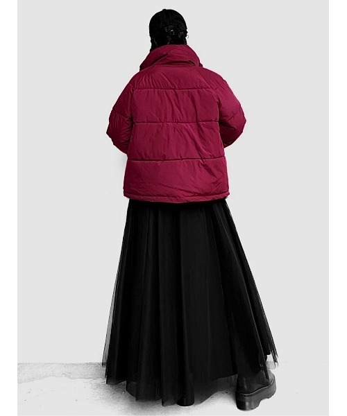 LVEU.（ラブユ.）の「【LVEU.】ショート中綿ブルゾン(Ai select) / アウター ブルゾン ジャンパー 中綿 ダウン ショート丈 暖かい ジャケット ブラック バーガンディ ワイン レッド（ダウンジャケット/コート・レディース・バーガンディー/ブラック・FREE）」の15枚目の写真