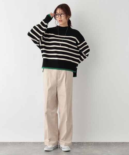 GLOBAL WORK(グローバルワーク)の「メルティクロップドプルオーバー/992282(ニット/セーター・レディース・ホワイト系その他/ブラック系その他/ホワイト×ブラック/ブラウン系その他・FREE)」の9枚目の写真