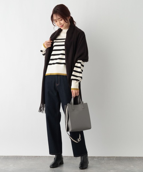 GLOBAL WORK(グローバルワーク)の「メルティクロップドプルオーバー/992282(ニット/セーター・レディース・ホワイト系その他/ブラック系その他/ホワイト×ブラック/ブラウン系その他・FREE)」の5枚目の写真