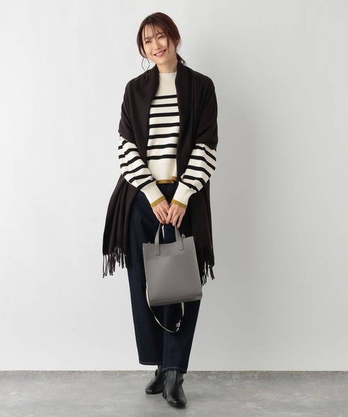 GLOBAL WORK(グローバルワーク)の「メルティクロップドプルオーバー/992282(ニット/セーター・レディース・ホワイト系その他/ブラック系その他/ホワイト×ブラック/ブラウン系その他・FREE)」の6枚目の写真