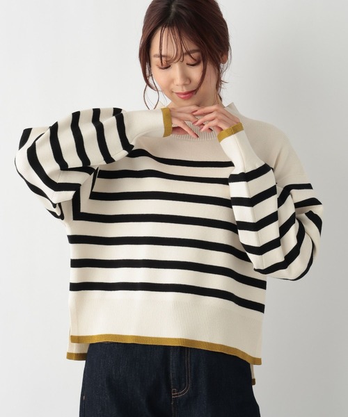 GLOBAL WORK(グローバルワーク)の「メルティクロップドプルオーバー/992282(ニット/セーター・レディース・ホワイト系その他/ブラック系その他/ホワイト×ブラック/ブラウン系その他・FREE)」の8枚目の写真