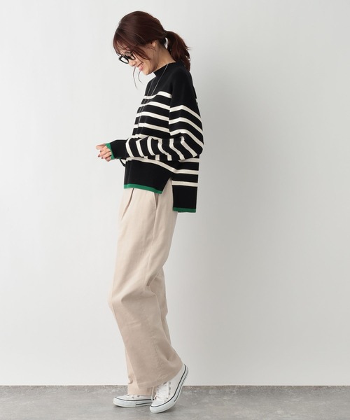 GLOBAL WORK(グローバルワーク)の「メルティクロップドプルオーバー/992282(ニット/セーター・レディース・ホワイト系その他/ブラック系その他/ホワイト×ブラック/ブラウン系その他・FREE)」の10枚目の写真