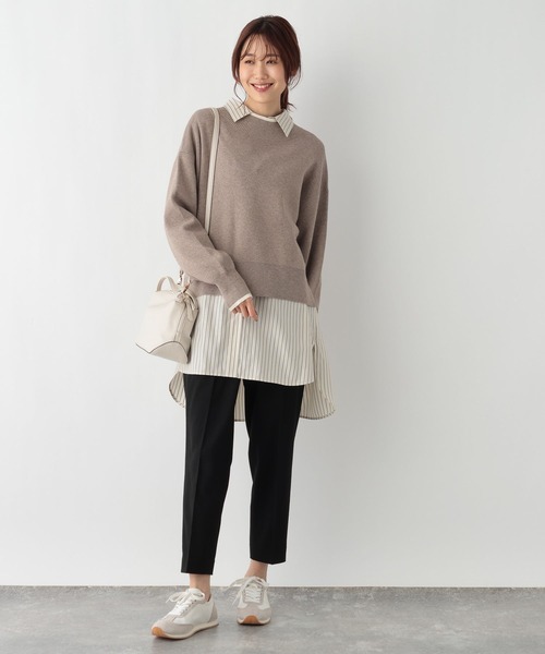 GLOBAL WORK(グローバルワーク)の「メルティクロップドプルオーバー/992282(ニット/セーター・レディース・ホワイト系その他/ブラック系その他/ホワイト×ブラック/ブラウン系その他・FREE)」の13枚目の写真