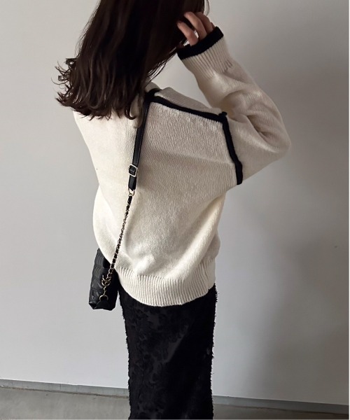t a r o s u（タロス）の「bicolor yuru line knit/バイカラーユルラインニット（ニット/セーター・レディース・アイボリー/チョコ・FREE）」の16枚目の写真