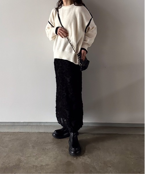 t a r o s u（タロス）の「bicolor yuru line knit/バイカラーユルラインニット（ニット/セーター・レディース・アイボリー/チョコ・FREE）」の21枚目の写真